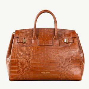 Teddy Blake Gigi Croco Camel Brown Top Handle Leather Handbag
